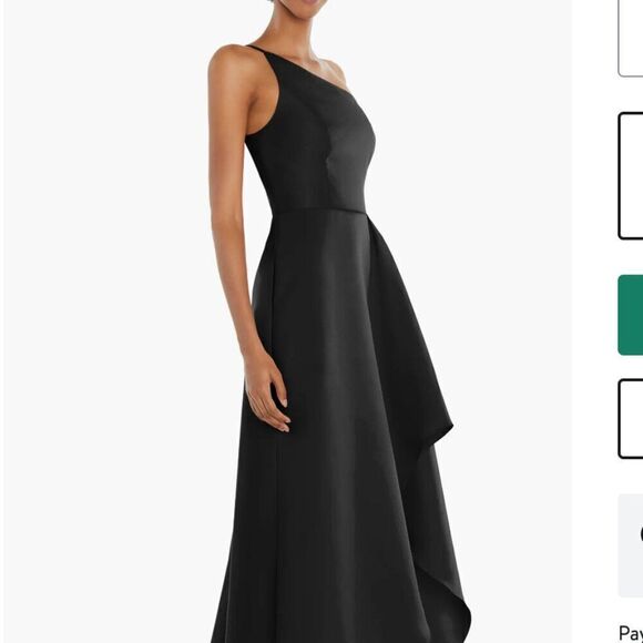 Alfred Sung One shoulder black satin twill gown size 0R NWT - Picture 2 of 11